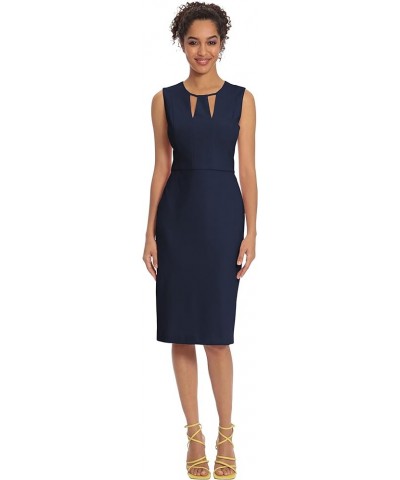 Women's Knee-Length Sleeveless Dress with Neck Cutouts Twilight Navy $16.29 Dresses