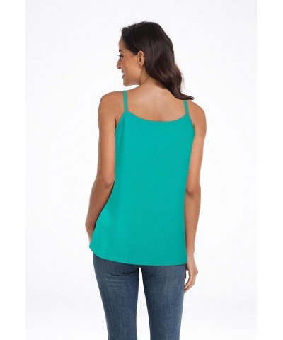 Tank Top for Women Pleated Spaghetti Strap Camisole Loose Fit Casual Sleeveless Flowy Basic Tops 2-lake Blue $9.00 Tops