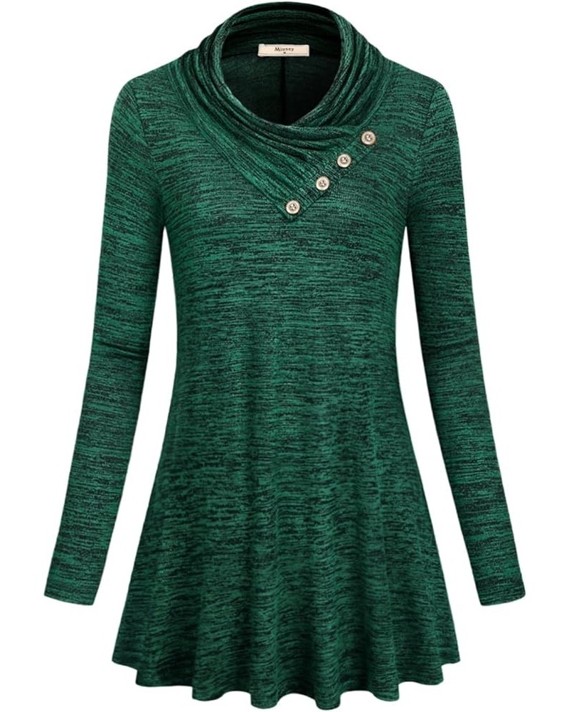 Women's Long Sleeve Cowl Neck Form Fitting Casual Tunic Top Blouse Green-2 $9.66 Tops