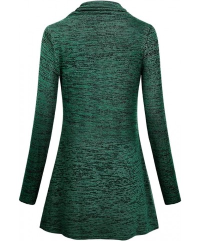 Women's Long Sleeve Cowl Neck Form Fitting Casual Tunic Top Blouse Green-2 $9.66 Tops