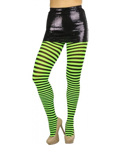 Women's Striped Tights Black/Neongreen $8.98 Socks