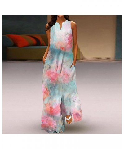 Maxi Dress for Women Summer Beach Vocation 2023 Butterfly Floral Printed Casual Long Dresses Crewneck Sleeveless Flowy Dress ...