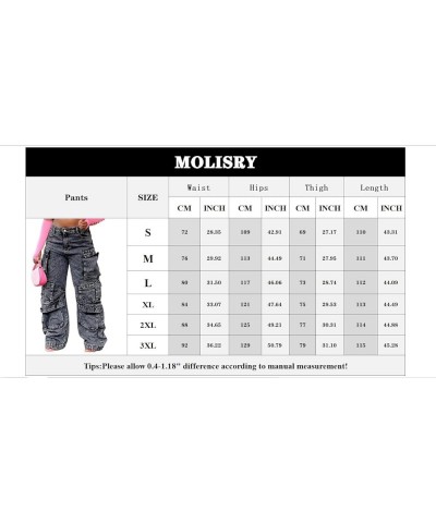 Women Y2K Cargo Jeans Pants High Waist Baggy Denim Pants Streetwear with Pockets 484blue $34.19 Jeans