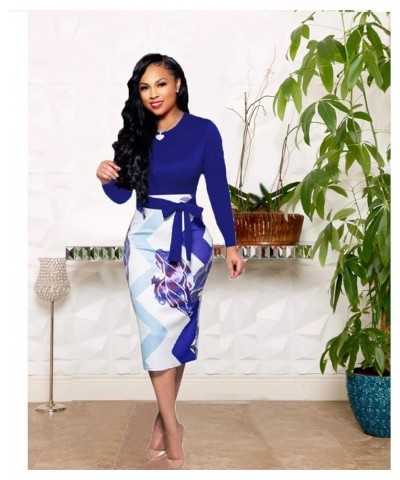 Women's Formal Church Dresses Elegant Midi Dress Office Pencil Dress for Work Funeral Cocktail Dresses Zz Blue $25.19 Dresses