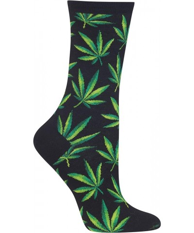 Women's Fun Pop Culture & Celebration Crew Socks-1 Pair Pack-Cool & Funny Gifts Weed (Black) $6.62 Socks