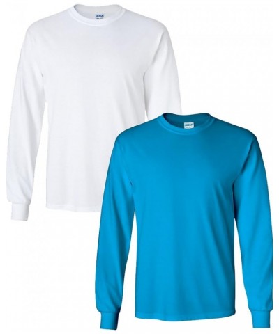 Adult Ultra Cotton Long Sleeve T-Shirt, Style G2400, Multipack 2 White/Sapphire $8.40 T-Shirts