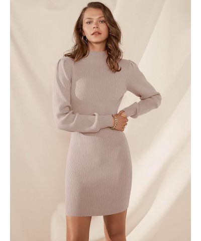 Women Turtleneck Long Sleeve Knit Pullover Sweater Bodycon Mini Dress Pink $17.15 Sweaters