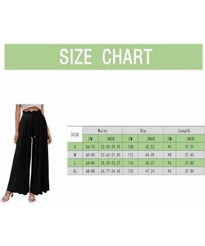 Pleated Pants for Women Palazzo Wide Leg Pants Summer Casual Drawstring Belted Waist Beach High Waist Long Trousers Green $15...