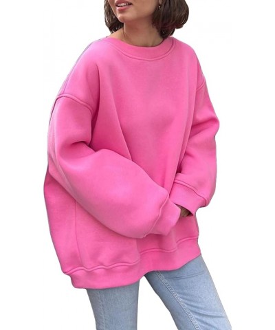 Crewneck Sweatshirt for Women Oversized Long Sleeve Casual Loose Pullover Tops Fashion Hoodies Vintage Trendy Baggy Pink $11....