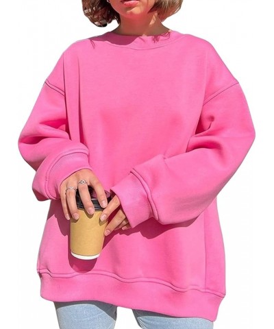 Crewneck Sweatshirt for Women Oversized Long Sleeve Casual Loose Pullover Tops Fashion Hoodies Vintage Trendy Baggy Pink $11....