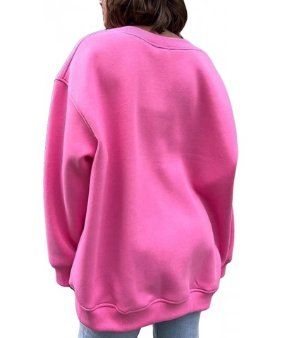 Crewneck Sweatshirt for Women Oversized Long Sleeve Casual Loose Pullover Tops Fashion Hoodies Vintage Trendy Baggy Pink $11....