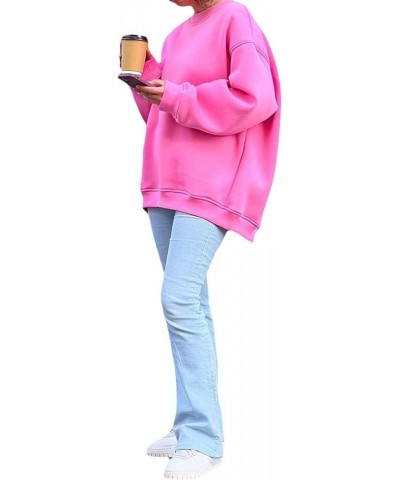 Crewneck Sweatshirt for Women Oversized Long Sleeve Casual Loose Pullover Tops Fashion Hoodies Vintage Trendy Baggy Pink $11....