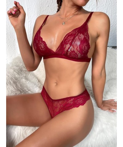 Lingerie for Women Floral Lace Lingerie Set Sleep & Lounge (Color : Lilac Purple, Size : Small) Large Burgundy $12.85 Sleep &...