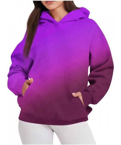 Oversized Sweatshirt for Women fleece Hoodies Fall winter basic Long sleeve Comfy pullover 4-purple $13.18 Hoodies & Sweatshirts