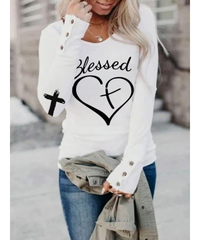 Blessed Shirts for Women Jesus Has My Back Long Sleeve Sweatshirt Christian Casual Letter Print Shirt Pullover Tops Blessed14...