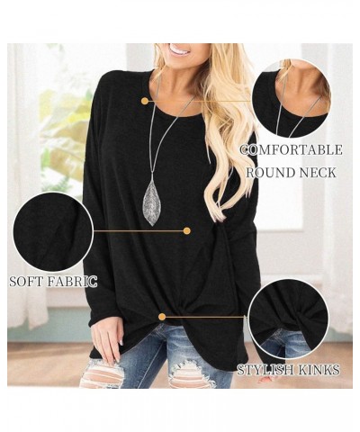 Long Sleeve Women Tops: Fall Casual Tunic Shirts for Womens Round Neck Twist Knotted Tee Blouses 655 Black $13.95 Tops