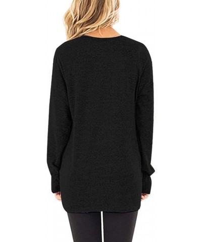 Long Sleeve Women Tops: Fall Casual Tunic Shirts for Womens Round Neck Twist Knotted Tee Blouses 655 Black $13.95 Tops