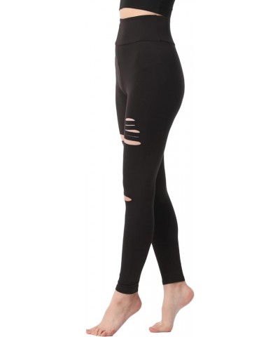 Women's High Waist Yoga Pants Cutout Ripped Super Soft and Comfortable Skinny Leggings Black6 $8.40 Leggings