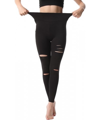 Women's High Waist Yoga Pants Cutout Ripped Super Soft and Comfortable Skinny Leggings Black6 $8.40 Leggings