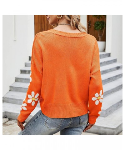 Cute Daisy Flower Cardigan Sweaters Women Teen Girls Long Sleeve Open Front Y2K Tops Fashion V Neck Knitted Outerwear ?hot Sa...