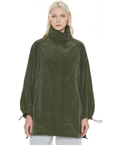 Women's Lightweight Windbreaker Hooded Rain Jacket Relaxed Fit Raincoat with Pockets for Outdoor Armygreen $46.74 Coats