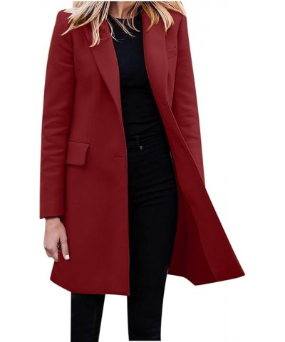 Women Long Blazer Spring Fall Jacket Lapel Collar Trench Coats Plus Size Office Work Blazers Oversized Blazer Jackets Red $9....