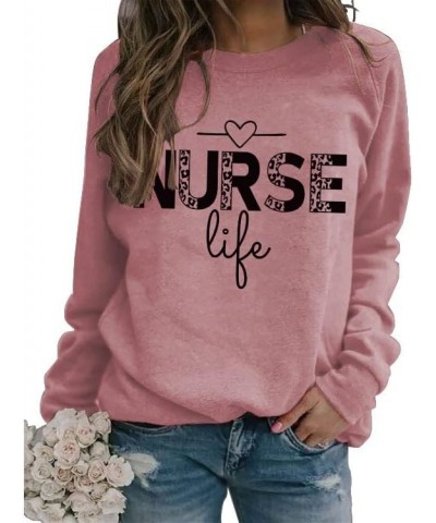 Sweatshirt for Women Nurse Life Letter Print Crew Neck Long Sleeve Graphic Pullover Nurse Gift Shirts Tees Casual Tops Blouse...