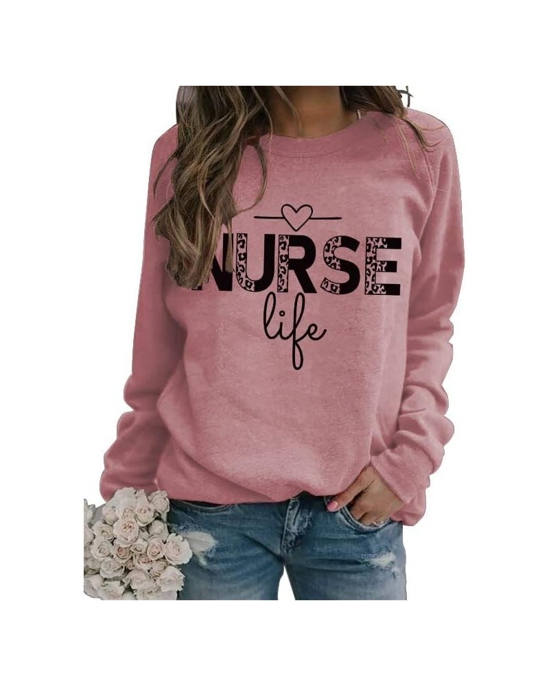 Sweatshirt for Women Nurse Life Letter Print Crew Neck Long Sleeve Graphic Pullover Nurse Gift Shirts Tees Casual Tops Blouse...