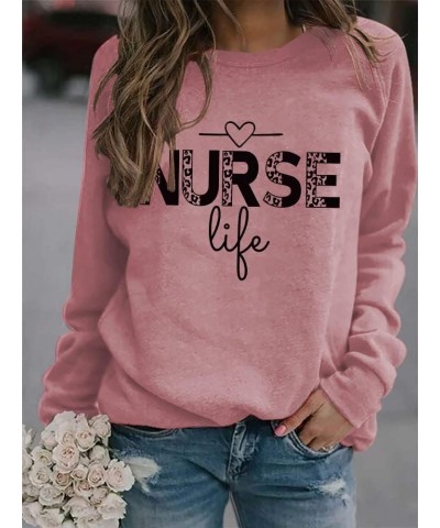 Sweatshirt for Women Nurse Life Letter Print Crew Neck Long Sleeve Graphic Pullover Nurse Gift Shirts Tees Casual Tops Blouse...