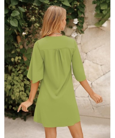 Women's 2024 Summer Dress Sweet & Cute V-Neck 3/4 Bell Sleeve Casual Flowy Swing Dress F3: Fruit Green $20.29 Dresses