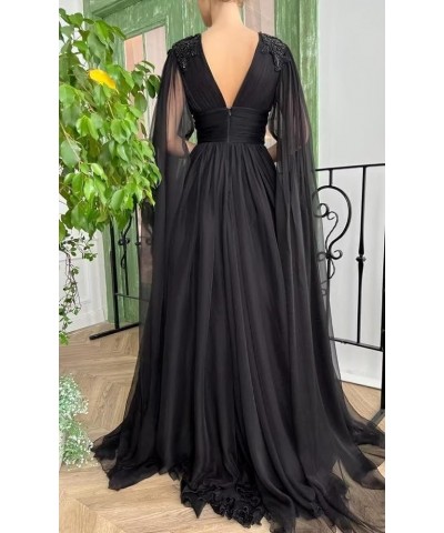 Women's V Neck Prom Dresses with Cape Long Slit Ball Gown A-Line Chiffon Formal Evening Gowns with Pockets Olive Green $52.24...