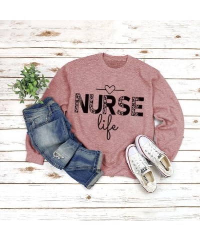 Sweatshirt for Women Nurse Life Letter Print Crew Neck Long Sleeve Graphic Pullover Nurse Gift Shirts Tees Casual Tops Blouse...