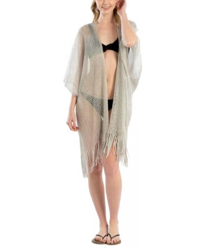 Me Plus Women Swimsuit Beach Cover up Fashion Half Ruffled Shawl Bikini Beachwear Bathing Suit Metallic Shawl - Silver $8.80 ...