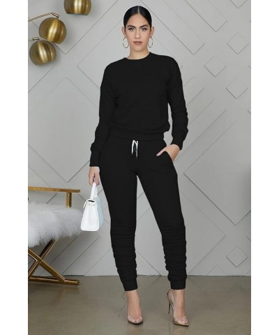 Women's Two Piece Outfit Joggers Sets Long Sleeve Tracksuit Sweatpants Sets Jd-black $14.21 Activewear