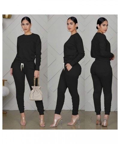 Women's Two Piece Outfit Joggers Sets Long Sleeve Tracksuit Sweatpants Sets Jd-black $14.21 Activewear