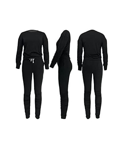 Women's Two Piece Outfit Joggers Sets Long Sleeve Tracksuit Sweatpants Sets Jd-black $14.21 Activewear