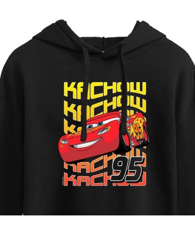 Cars - Lightning McQueen KACHOW - Juniors Cropped Pullover Hoodie Black $15.59 Hoodies & Sweatshirts