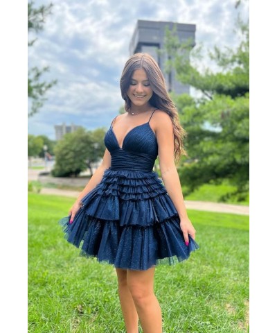 Junior's Tiered Tulle Short Homecoming Dresses for Teens V-Neck Glitter A-Line Prom Cocktail Party Gowns Grape $30.53 Dresses