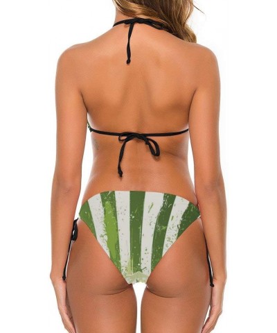 womens Triangle Top Marijuana Usa Flag $12.76 Swimsuits