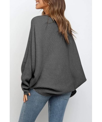 Women's Oversized Crewneck Sweater Batwing Puff Long Sleeve Cable Slouchy Pullover Jumper Tops 1-dark&grey $22.49 Sweaters