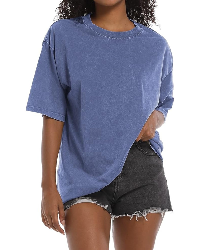 Oversized Grunge Vintage t Shirts for Women Short Sleeve Cotton Casual Baggy Tees Teens Trendy Crew Neck Loose Tops Blue $12....