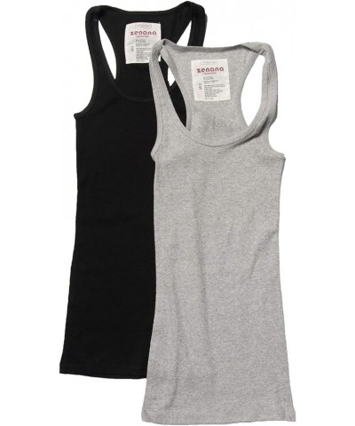 Zenana Womens Outfitters Basic Ribbed Racerback Tank Top 2pcs- Black, H-grey $13.50 Tops