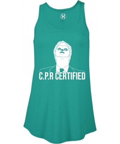 CPR Certified - Dwight Dummy Face Ladies Flowy Tank Top Jade $10.23 Tanks