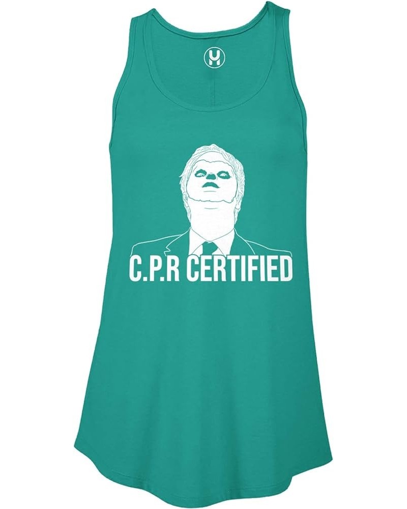 CPR Certified - Dwight Dummy Face Ladies Flowy Tank Top Jade $10.23 Tanks