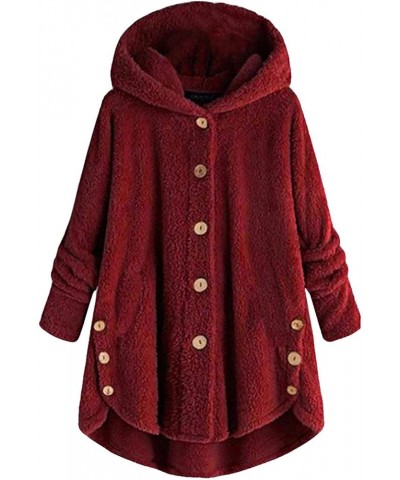 Long Cardigans For Women Open Front Casual Coats Winter Fuzzy Long Sleeves Jackets Warm Pockets Outerwear With Hood A07-wine ...