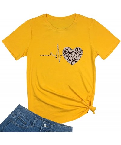 Women Graphic Cute T-Shirts Cotton Tops Yellow $11.39 T-Shirts