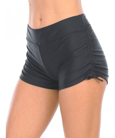 Women's Board Shorts Boyleg Tankini Bottoms Ruched Swimming Surf Shorts Gray/Side String $14.50 Swimsuits