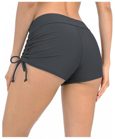 Women's Board Shorts Boyleg Tankini Bottoms Ruched Swimming Surf Shorts Gray/Side String $14.50 Swimsuits