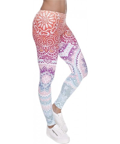 Women's Regular Size and Large Size Fashion Designs Digital 3D Printed Leggings Aztec Round Ombre $11.59 Leggings