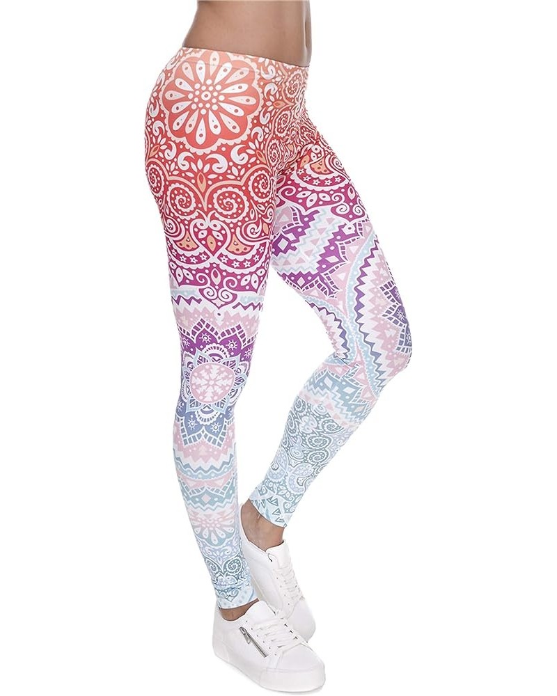 Women's Regular Size and Large Size Fashion Designs Digital 3D Printed Leggings Aztec Round Ombre $11.59 Leggings